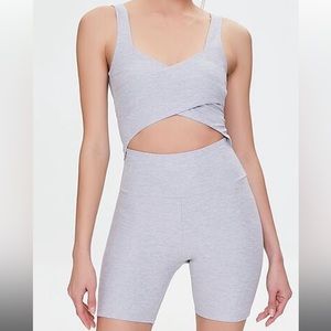 Heather Grey Forever21 Active Cutout Romper